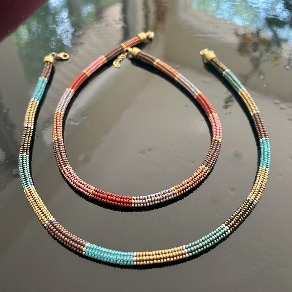 Handwoven Necklace, Beaded Necklace, Rope Necklace, Herringbone Necklace